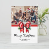リボンエレガントファミリーフォトクリスマス シーズンカード (スタンド正面)