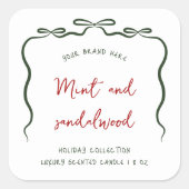 リボンエレガントボウクリスマスキャンドルラベル スクエアシール (正面)