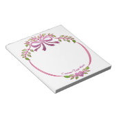 リボンエレガントボウパープルハートグリーンリーフ ノートパッド (アングル)