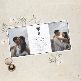 リボンエレガントボウ白黒結婚ズ サンキューカード