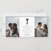 リボンエレガントボウ白黒結婚ズ サンキューカード (正面)