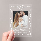 リボンエレガントボーフォトホリデーカード アクリル招待状 (インサイチュ (ポータブル))