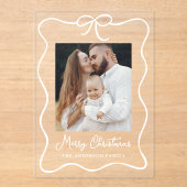 リボンエレガントボーフォトホリデーカード アクリル招待状 (正面)