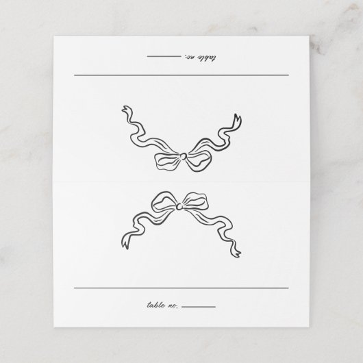 リボンエレガント弓の手描きドードル結婚ズ プレイスカード (外部開封)