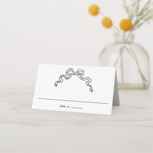 リボンエレガント弓の手描きドードル結婚ズ プレイスカード (裏面)