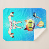 リボンエレガント漫画の猫名のパーソナライズ シェルパブランケット (正面(横))