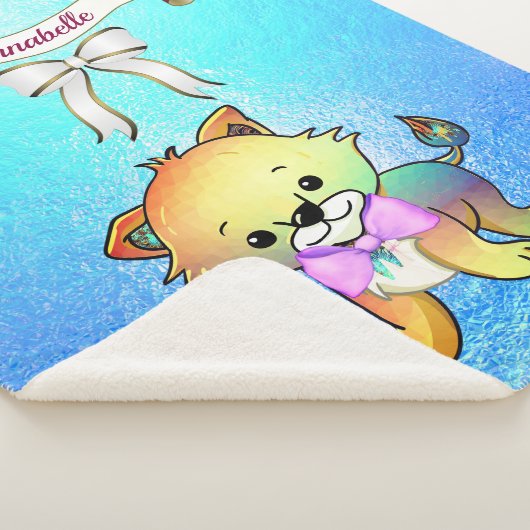 リボンエレガント漫画の虎の名前のパーソナライズ シェルパブランケット (3/4)