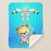 リボンエレガント漫画の虎の名前のパーソナライズ シェルパブランケット (正面)