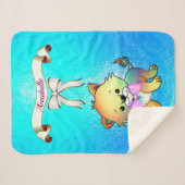 リボンエレガント漫画の虎の名前のパーソナライズ シェルパブランケット (正面(横))