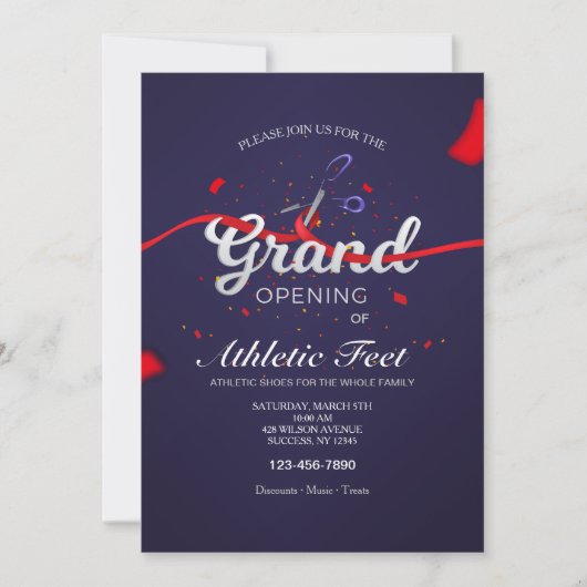 リボンカット式　グランドオープニング 招待状 (正面)