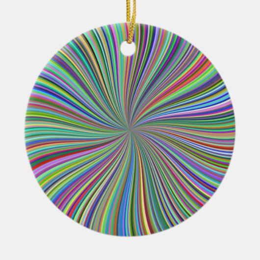 リボンカラフルスパイラルスワリング光学芸術 セラミックオーナメント (正面)