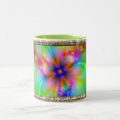 リボンカラフル付きの花 ツートーンマグカップ (中央)