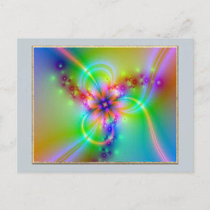 リボンカラフル付きフラワー ポストカード