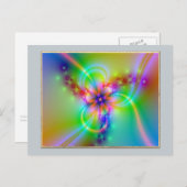 リボンカラフル付きフラワー ポストカード (正面/裏面)