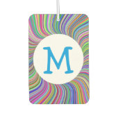 リボンカラフル渦巻きモノグラムの状アート カーエアーフレッシュナー (正面)