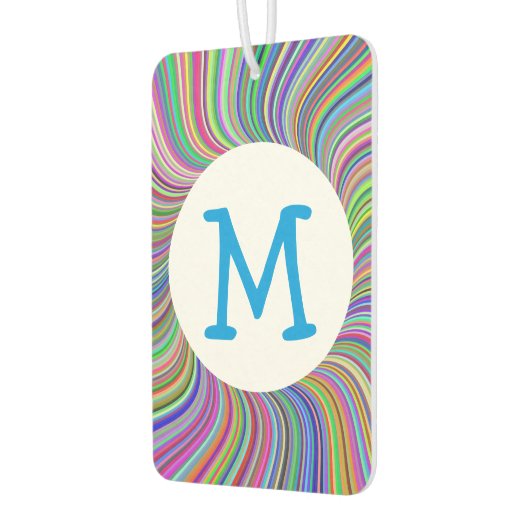 リボンカラフル渦巻きモノグラムの状アート カーエアーフレッシュナー (左)