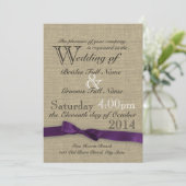 リボンカントリー結婚パープル 招待状 (スタンド正面)