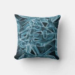 リボンカーブ、青いネオン、レリーフ、 浮き彫りとオーバーラップ クッション