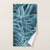 リボンカーブ、青いネオン、レリーフ、 浮き彫りとオーバーラップ バスタオルセット (ハンドタオル)