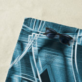 リボンカーブ、青いネオン、レリーフ、 浮き彫りとオーバーラップ ビーチタオル (インサイチュ)