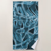 リボンカーブ、青いネオン、レリーフ、 浮き彫りとオーバーラップ ビーチタオル (正面)