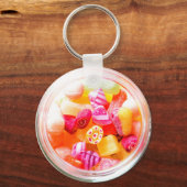 リボンキャンディジャーかわいいカラフルファッションド古い キーホルダー (正面)