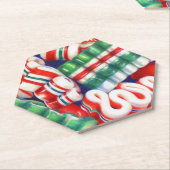 リボンキャンディ尖形六角紙コースター ペーパーコースター (アングル)