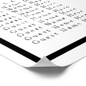 リボンクラシカルボーブラック&ホワイト結婚の座席 ポスター (角)