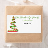 リボンクリスマスツリー縁ど紙ラベル名タグ ラベル (インサイチュ)