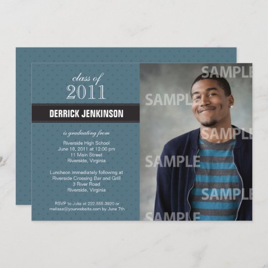 リボンクロス卒業招待状 招待状 (正面/裏面)