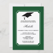 リボングリーンスクールカラー写真卒業 招待状 (裏面)