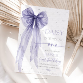 リボンコケッタパープル1歳誕生日 招待状