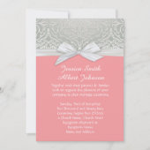 リボンサンゴ/シルバーレースダマスクウェディング招待状 招待状 (正面)