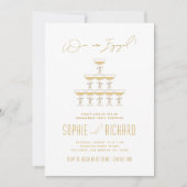 リボンシャンパンタワーファウンテン婚約パーティ 招待状 (正面)