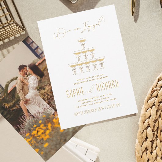 リボンシャンパンタワーファウンテン婚約パーティ 招待状