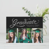 リボンスクリプト大学院トレンディー3枚の写真 招待状 (スタンド正面)