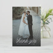 リボンスクリプト ミニマリスト結婚式 写真 サンキューカード (スタンド正面)