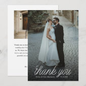リボンスクリプト ミニマリスト結婚式 写真 サンキューカード (正面/裏面)