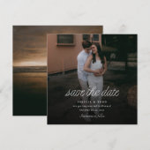 リボンスクリプト ミニマリスト 結婚式 写真 スクエア セーブザデート (正面/裏面)