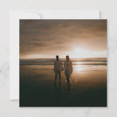 リボンスクリプト ミニマリスト 結婚式 写真 スクエア セーブザデート (裏面)