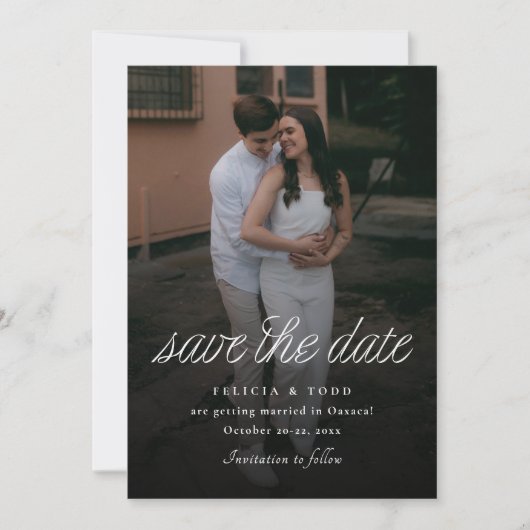 リボンスクリプト ミニマリスト 結婚式 写真 セーブザデート (正面)