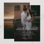 リボンスクリプト ミニマリスト 結婚式 写真 セーブザデート (正面/裏面)
