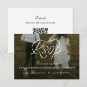 リボンスクリプト ミニマリスト 結婚式 写真 出欠カード (正面/裏面)