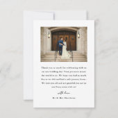 リボンスクリプト ミニマリスト 結婚式 写真 小 サンキューカード (裏面)