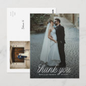 リボンスクリプト ミニマル ウェディング フォト ポストカード (正面/裏面)