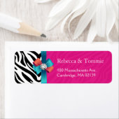 リボンスタイリッシュボーホットピンクゼブラプリント ラベル (インサイチュ)