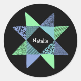 リボンスターキルトパッチワークブロック ラウンドシール