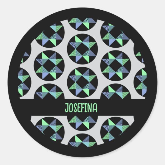 リボンスターパッチワークブロック ラウンドシール (正面)