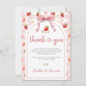 リボンストロベリーベリースイートベビーシャワー サンキューカード (正面)