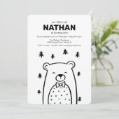 リボンタイの小さなクマの森の誕生日 招待状 (スタンド正面)